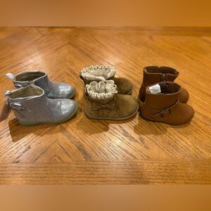 Stylish Kids Boots Set - Silver, Brown, Tan